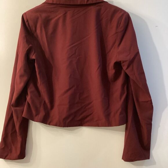 Amanda Uprichard Cropped Button Up Blazer Burgundy Women’s Jacket Size M - Picture 9 of 13